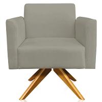 Kit 02 Poltronas Isabella Base Giratória Madeira Suede Nude - 13