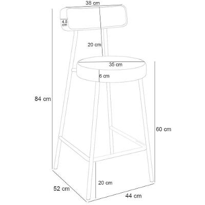 Kit 06 Banquetas Baixa Milão L02 Assento Poliéster Estrutura Aço Encosto Fixo 60 cm Rosê