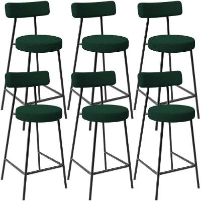 Kit 06 Banquetas Baixa Milão L02 Poliéster Estrutura em Aço com Encosto Assento Fixo Verde