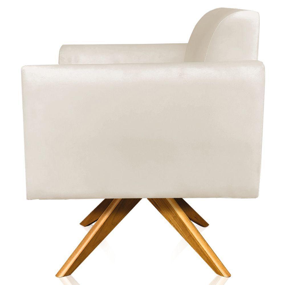 Poltrona Isabella Base Giratória Madeira Suede Bege - 2
