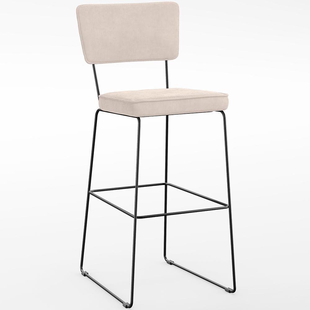 Kit 03 Banquetas Alta Para Cozinha Sala De Jantar Base Em Aço Allana L02 Suede Bege - 8