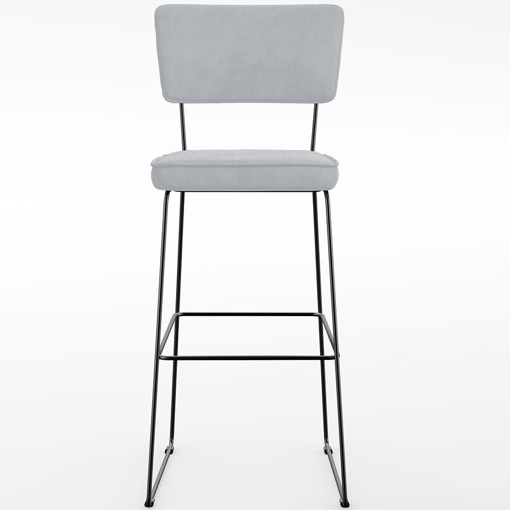 Kit 03 Banquetas Alta Para Cozinha Sala De Jantar Base Em Aço Allana L02 Suede Cinza - 5