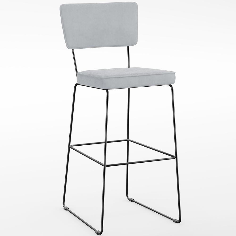 Kit 03 Banquetas Alta Para Cozinha Sala De Jantar Base Em Aço Allana L02 Suede Cinza - 8
