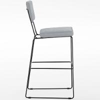 Kit 03 Banquetas Alta Para Cozinha Sala De Jantar Base Em Aço Allana L02 Suede Cinza