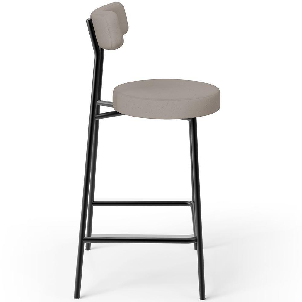 Kit 06 Banquetas Baixa Para Cozinha Sala De Jantar Bancada Milão L02 Linho Bege - 3