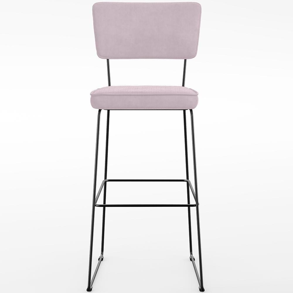 Kit 05 Banquetas Alta Para Cozinha Sala De Jantar Base Em Aço Allana L02 Suede Rosê - 5