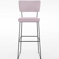 Kit 05 Banquetas Alta Para Cozinha Sala De Jantar Base Em Aço Allana L02 Suede Rosê - 9