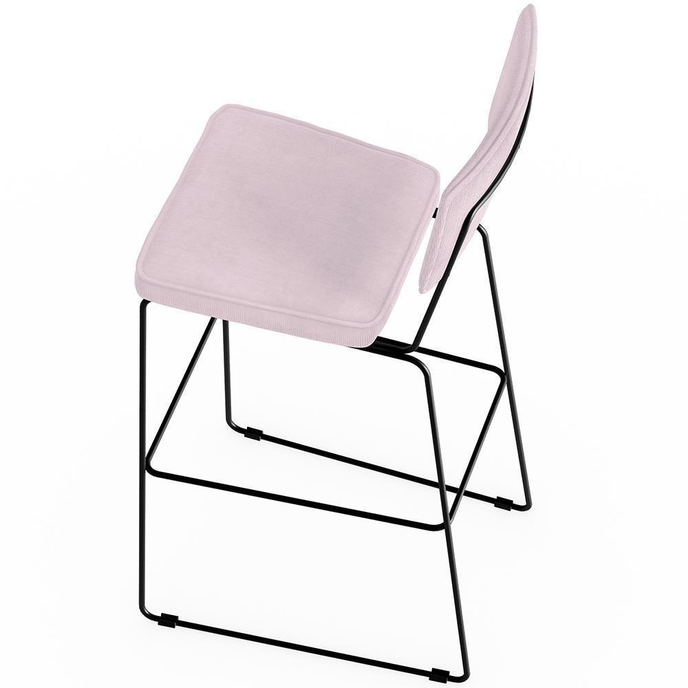 Kit 03 Banquetas Alta Para Cozinha Sala De Jantar Base Em Aço Allana L02 Suede Rosê - 2