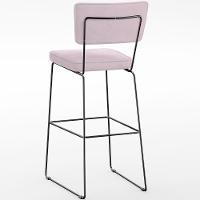 Kit 03 Banquetas Alta Para Cozinha Sala De Jantar Base Em Aço Allana L02 Suede Rosê - 3