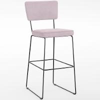 Kit 03 Banquetas Alta Para Cozinha Sala De Jantar Base Em Aço Allana L02 Suede Rosê - 8