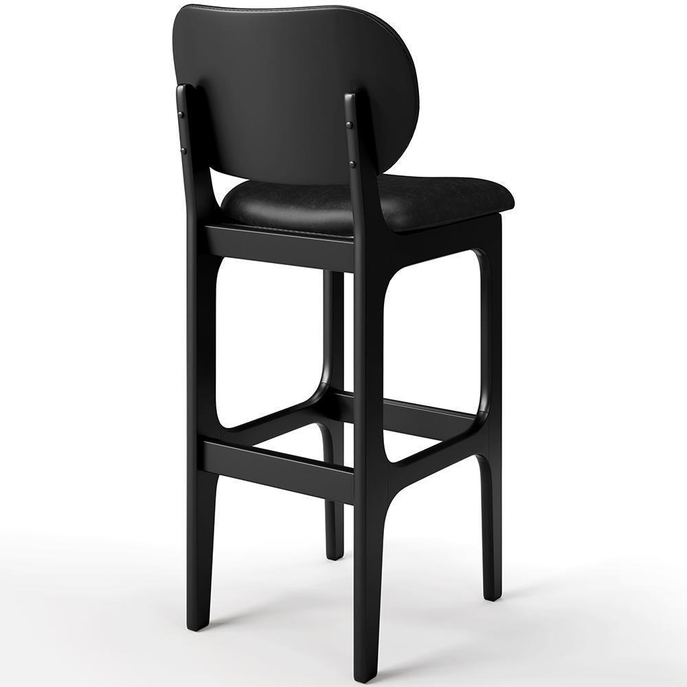 Kit 05 Banquetas Alta Para Cozinha Madeira Fixa Betta L02 Preto Couríssimo Preto - 2