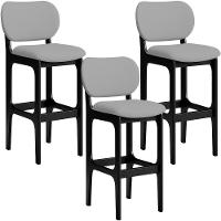 Kit 03 Banquetas Alta Para Cozinha Madeira Fixa Betta L02 Preto Facto Cinza - 1