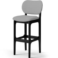 Kit 03 Banquetas Alta Para Cozinha Madeira Fixa Betta L02 Preto Facto Cinza - 7