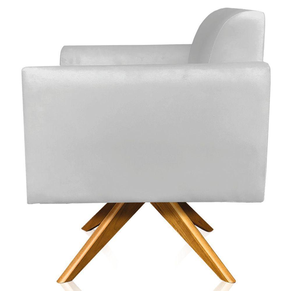 Kit 02 Poltronas Isabella Base Giratória Madeira Suede Cinza - 2