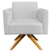 Kit 02 Poltronas Isabella Base Giratória Madeira Suede Cinza - 3