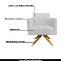 Kit 02 Poltronas Isabella Base Giratória Madeira Suede Cinza - 6