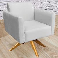 Kit 02 Poltronas Isabella Base Giratória Madeira Suede Cinza - 8