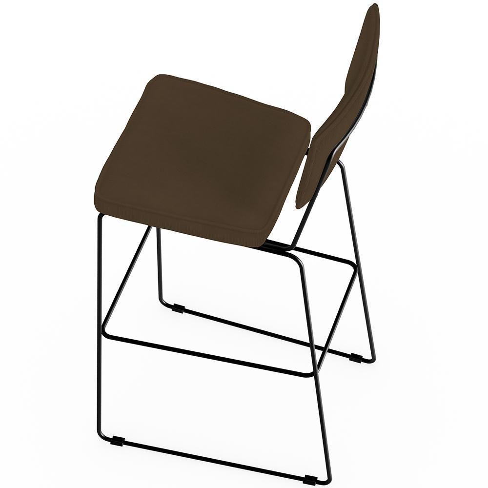 Kit 05 Banquetas Alta Para Cozinha Sala De Jantar Base Em Aço Allana L02 Suede Marrom - 2