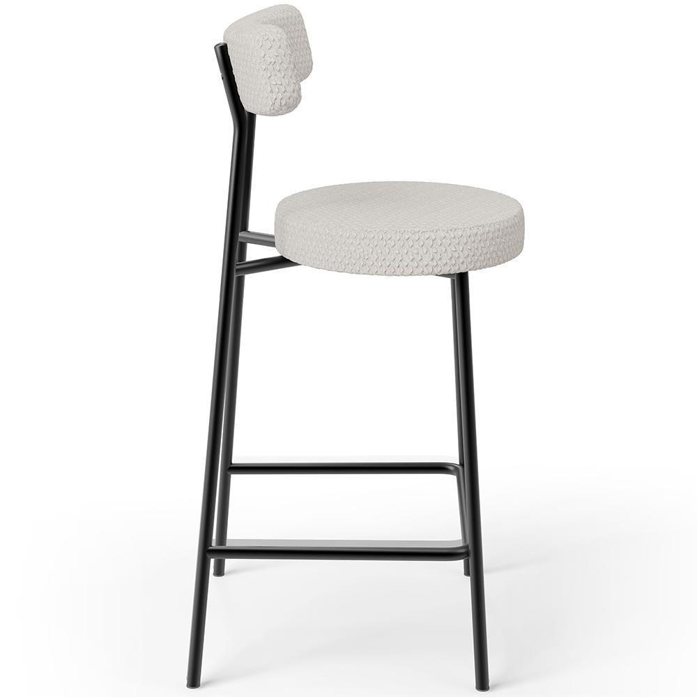 Kit 02 Banquetas Baixa Para Cozinha Sala De Jantar Bar Bancada Milão L02 Bouclê Cru - Lyam Decor - 3