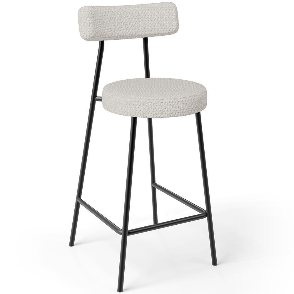 Kit 02 Banquetas Baixa Para Cozinha Sala De Jantar Bar Bancada Milão L02 Bouclê Cru - Lyam Decor - 7