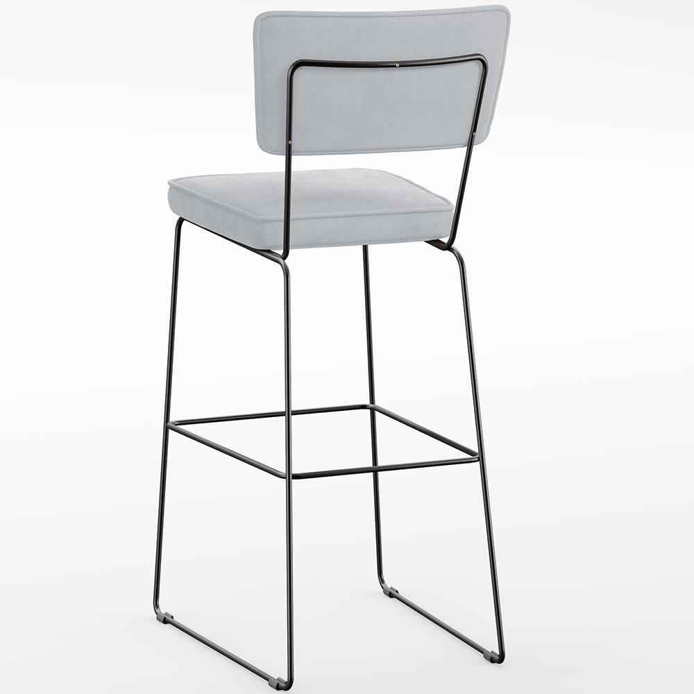 Kit 06 Banquetas Alta Para Cozinha Sala De Jantar Base Em Aço Allana L02 Suede Cinza - 2