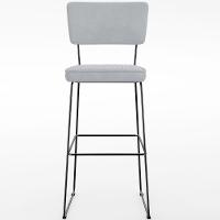 Kit 06 Banquetas Alta Para Cozinha Sala De Jantar Base Em Aço Allana L02 Suede Cinza - 5