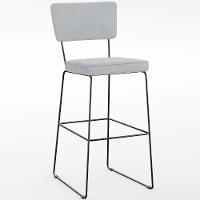 Kit 06 Banquetas Alta Para Cozinha Sala De Jantar Base Em Aço Allana L02 Suede Cinza - 8