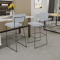 Kit 06 Banquetas Alta Para Cozinha Sala De Jantar Base Em Aço Allana L02 Suede Cinza - 9