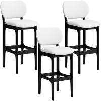 Kit 03 Banquetas Alta Para Cozinha Madeira Fixa Betta L02 Preto Facto Branco - 1