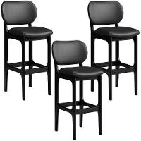 Kit 03 Banquetas Alta Para Cozinha Madeira Fixa Betta L02 Preto Couríssimo Preto - 1