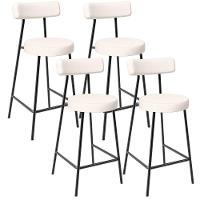 Kit 04 Banquetas Baixa Para Cozinha Sala De Jantar Bar Bancada Milão L02 Linho Cru - 1