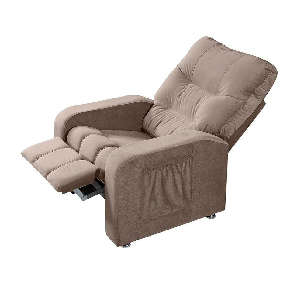 Poltrona Do Papai Reclinável Maldivas Suede Bege Marfim - Speciale Home Bege - 7