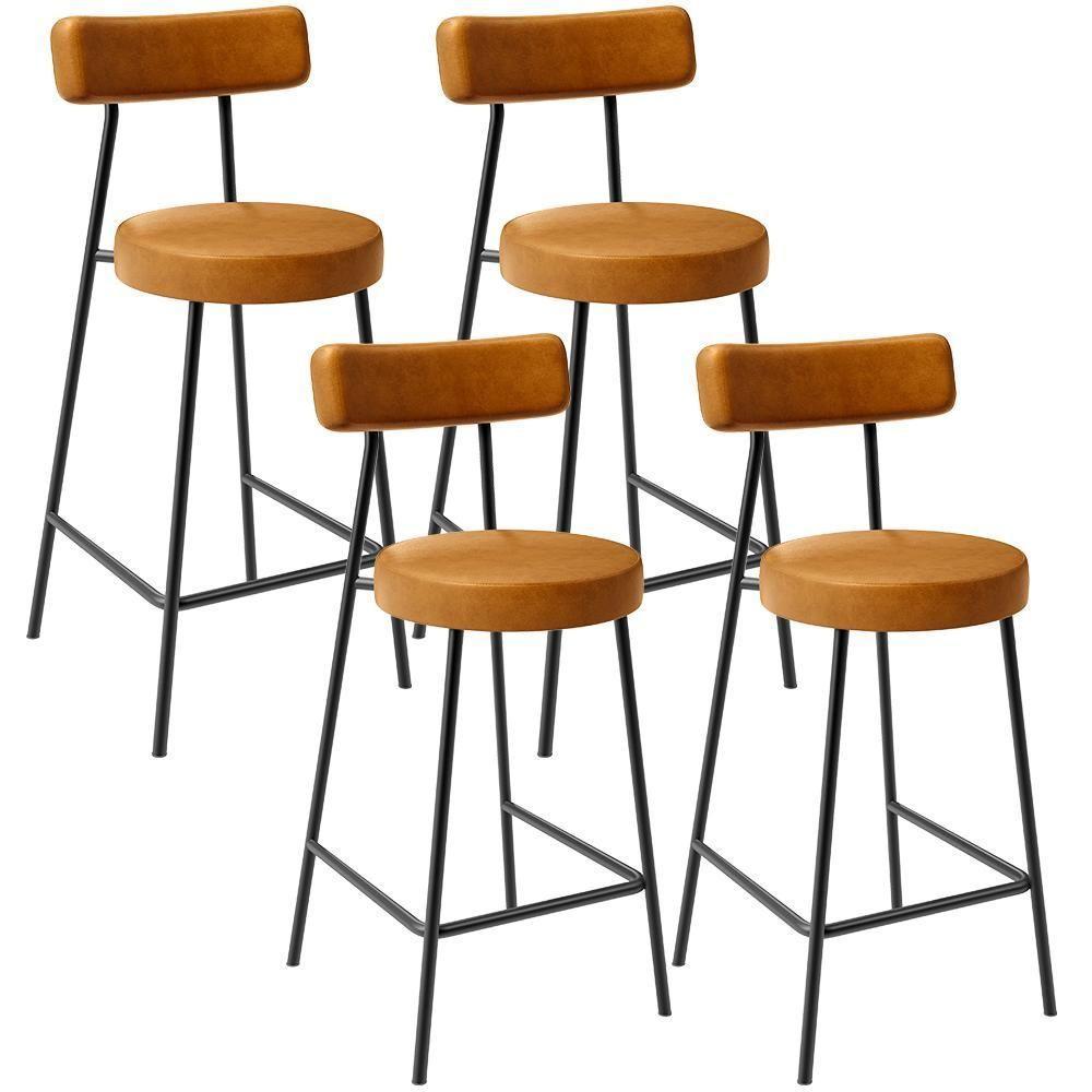 Kit 04 Banquetas Baixa Para Cozinha Sala De Jantar Bar Bancada Milão L02 Couríssimo Whisky - 1