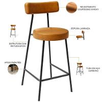 Kit 04 Banquetas Baixa Para Cozinha Sala De Jantar Bar Bancada Milão L02 Couríssimo Whisky - 6