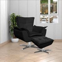 Kit 2 Poltronas Base Giratória Cromada Charger Suede Preto - 8