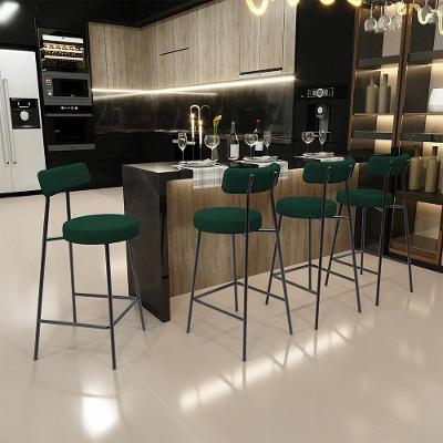 Kit 04 Banquetas Baixa Para Cozinha Sala De Jantar Bar Bancada Milão L02 Bouclê Verde
