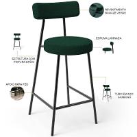 Kit 04 Banquetas Baixa Para Cozinha Sala De Jantar Bar Bancada Milão L02 Bouclê Verde - 6