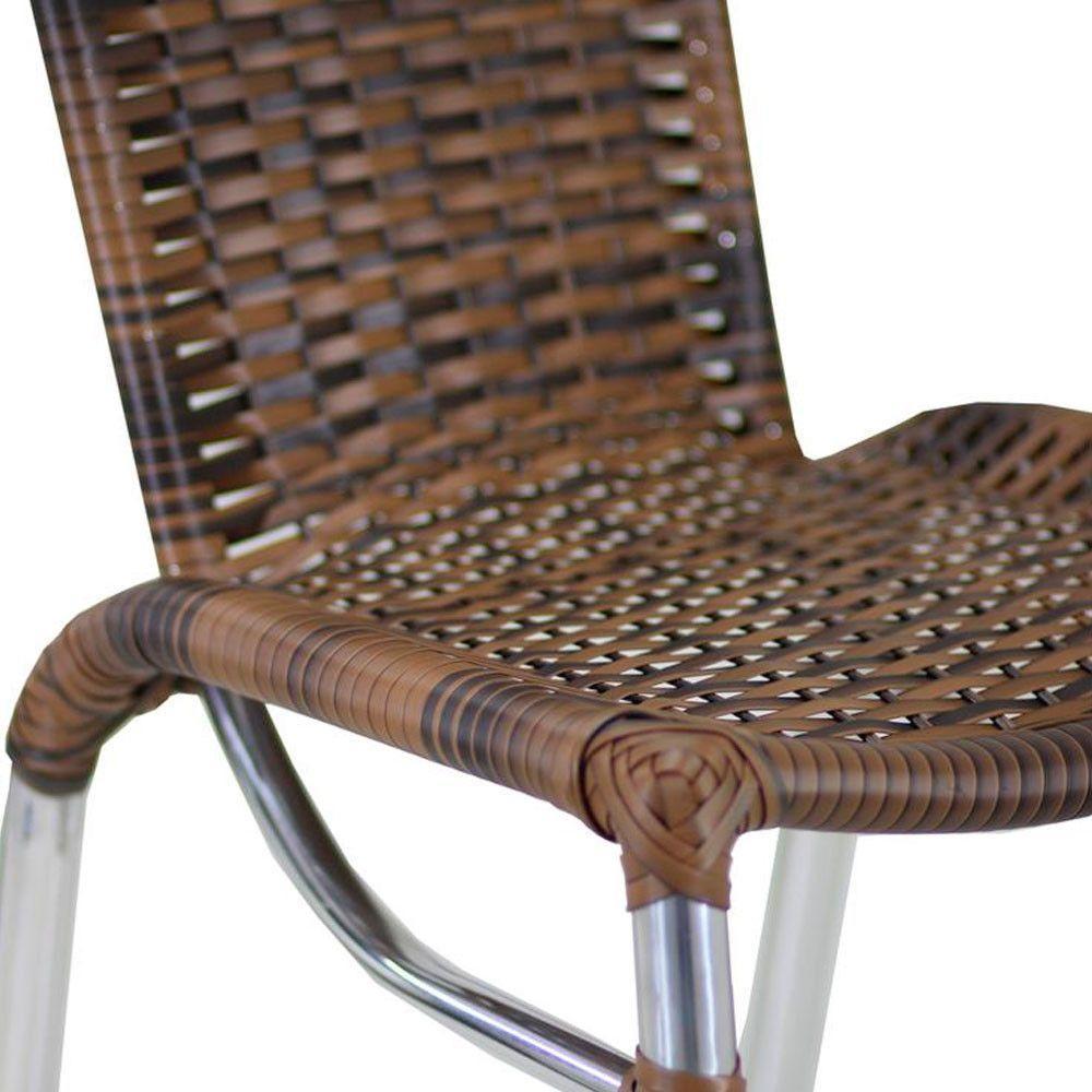 4 Banquetas Empilháveis Alumínio Alta Para Cozinha Edícula Balcão E Bar Argila - 4