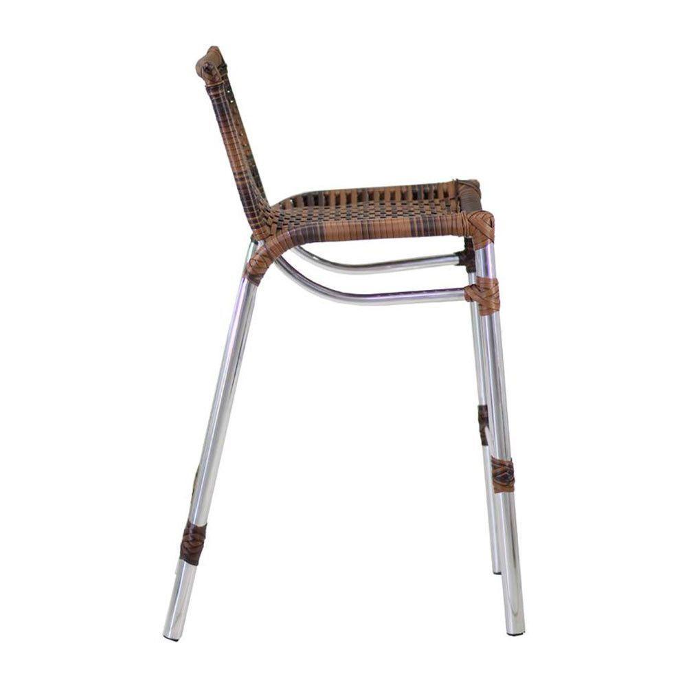 4 Banquetas Empilháveis Alumínio Alta Para Cozinha Edícula Balcão E Bar Argila - 8