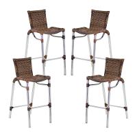 4 Banquetas Empilháveis Alumínio Alta Para Cozinha Edícula Balcão E Bar Argila - 1