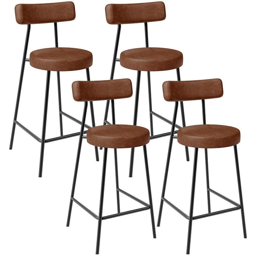 Kit 04 Banquetas Baixa Para Cozinha Sala De Jantar Bar Bancada Milão L02 Couríssimo Marrom - 1