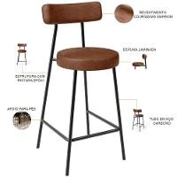 Kit 04 Banquetas Baixa Para Cozinha Sala De Jantar Bar Bancada Milão L02 Couríssimo Marrom - 6