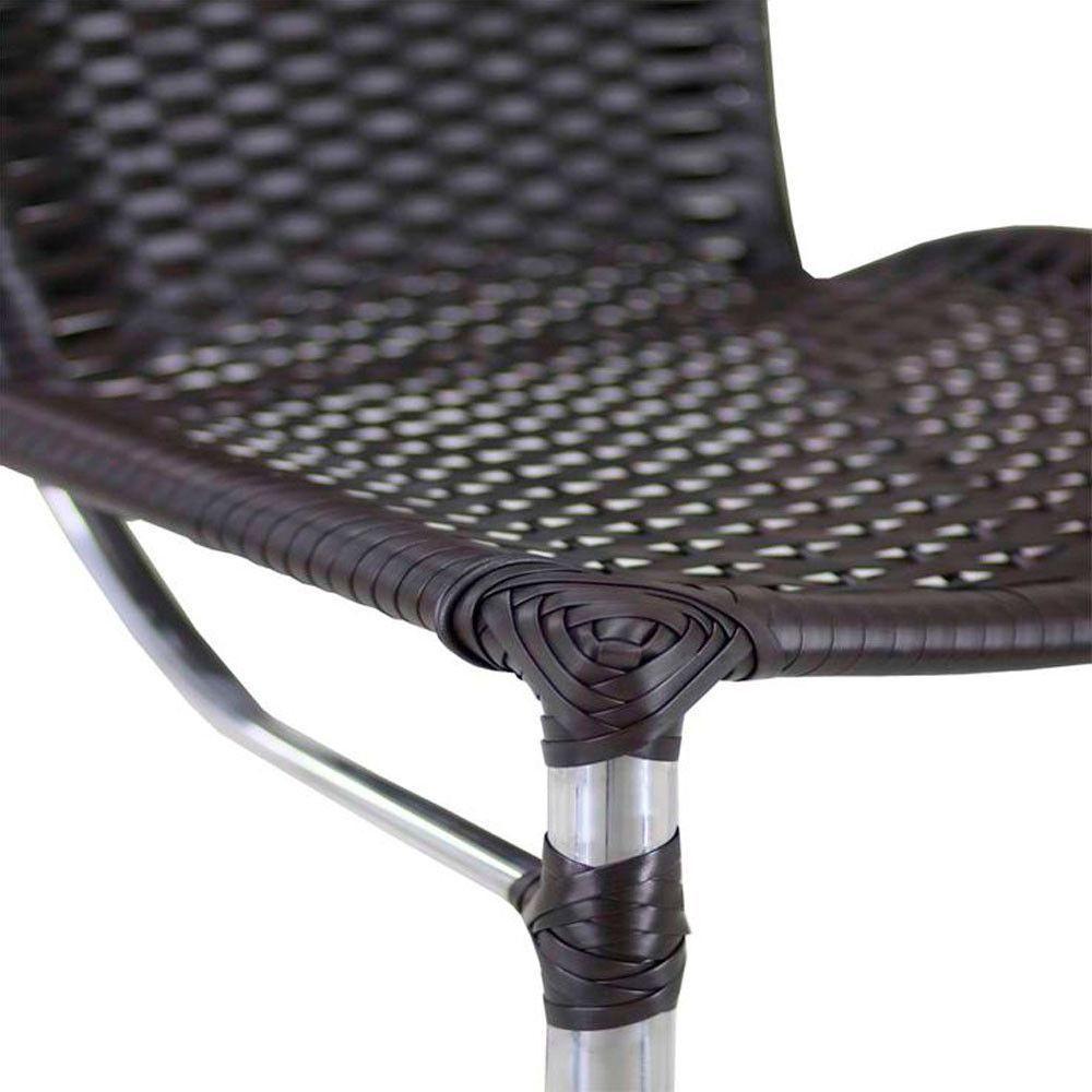 4 Banquetas Em Alumínio Fortaleza Alta Com Encosto Para Cozinha Edícula E Balcão Preto - 3