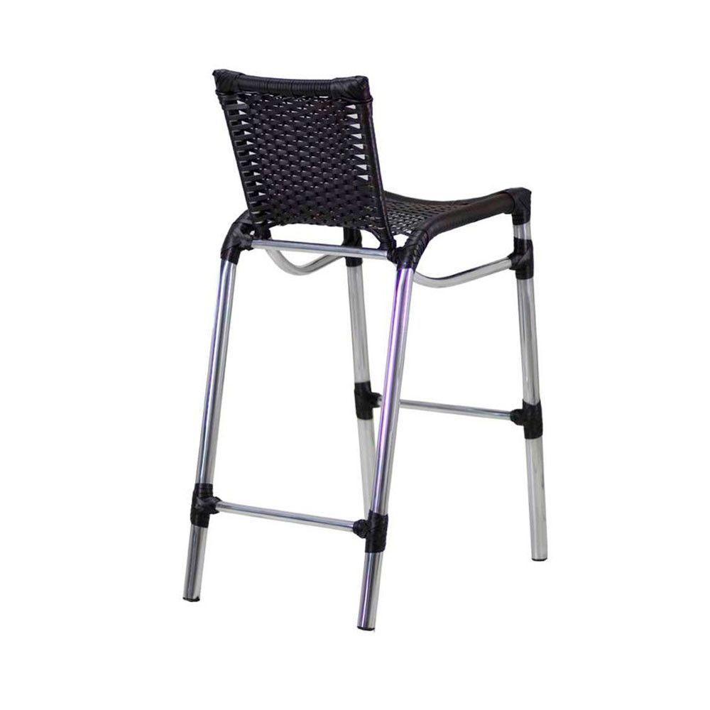 4 Banquetas Em Alumínio Fortaleza Alta Com Encosto Para Cozinha Edícula E Balcão Preto - 5