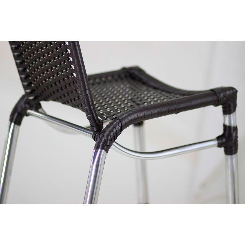 4 Banquetas Em Alumínio Fortaleza Alta Com Encosto Para Cozinha Edícula E Balcão Preto - 7