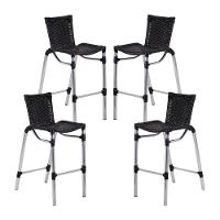 4 Banquetas Em Alumínio Fortaleza Alta Com Encosto Para Cozinha Edícula E Balcão Preto - 33