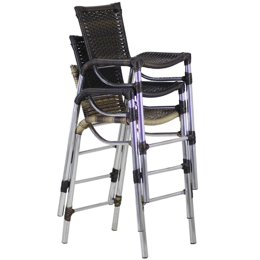 Kit 4 Banquetas Alumínio Alta Com Encosto Para Bar Balcão Edícula Cozinha Argila - 2