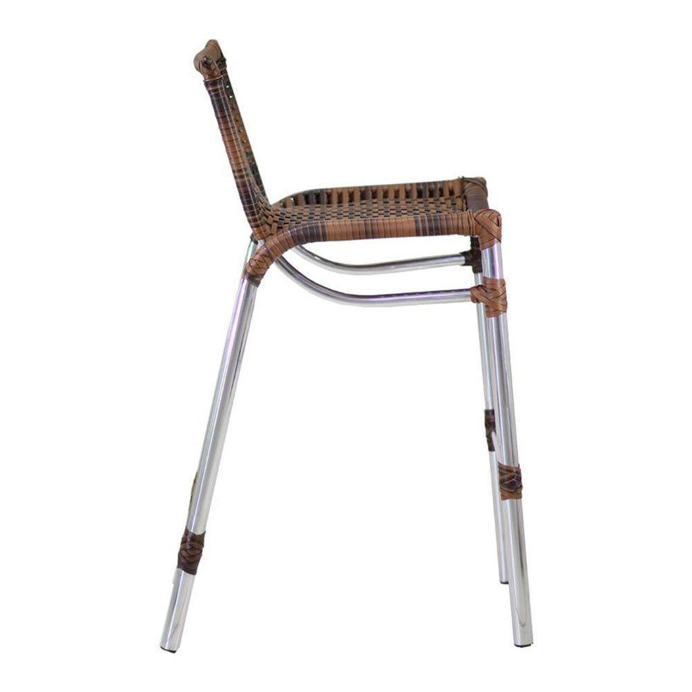 Kit 4 Banquetas Alumínio Alta Com Encosto Para Bar Balcão Edícula Cozinha Argila - 5