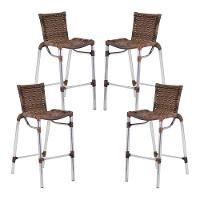Kit 4 Banquetas Alumínio Alta Com Encosto Para Bar Balcão Edícula Cozinha Argila - 1