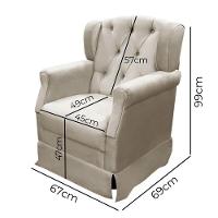 Poltrona Cadeira De Amamentação Balanço + Puff Ternura Veludo Bege Marfim - 7